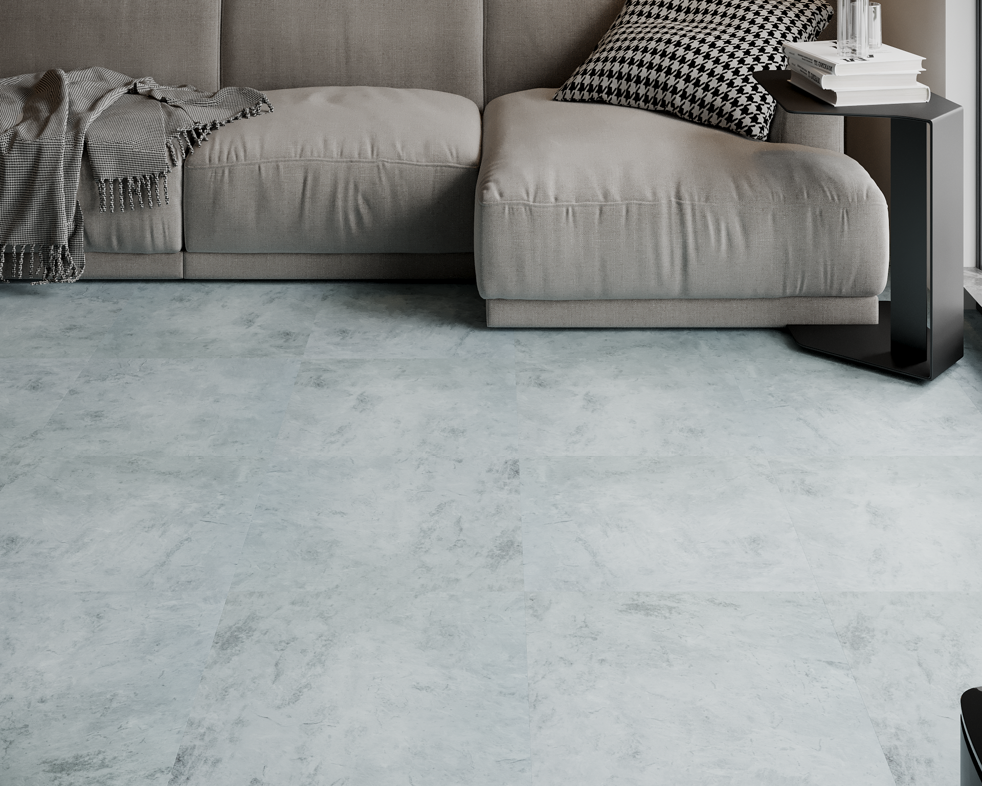 Кварцвиниловая плитка Art East клеевая Art Tile Hit S Оникс Грэй 759-ATS 457,2×457,2×2,5 фото в интерьере